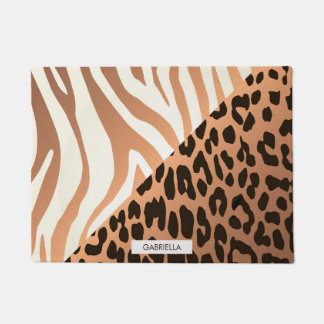 Zebra und Leopard Print Fußmatte