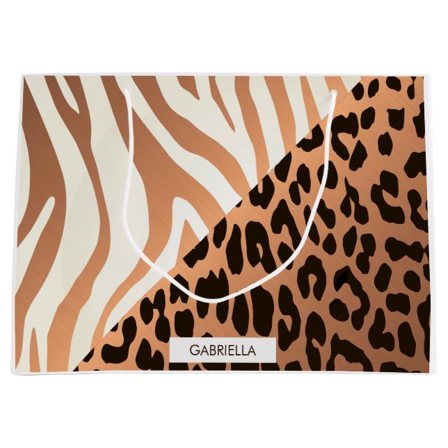 Zebra und Leopard Print Große Geschenktüte (Vorderseite)