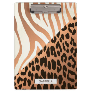 Zebra und Leopard Print Klemmbrett