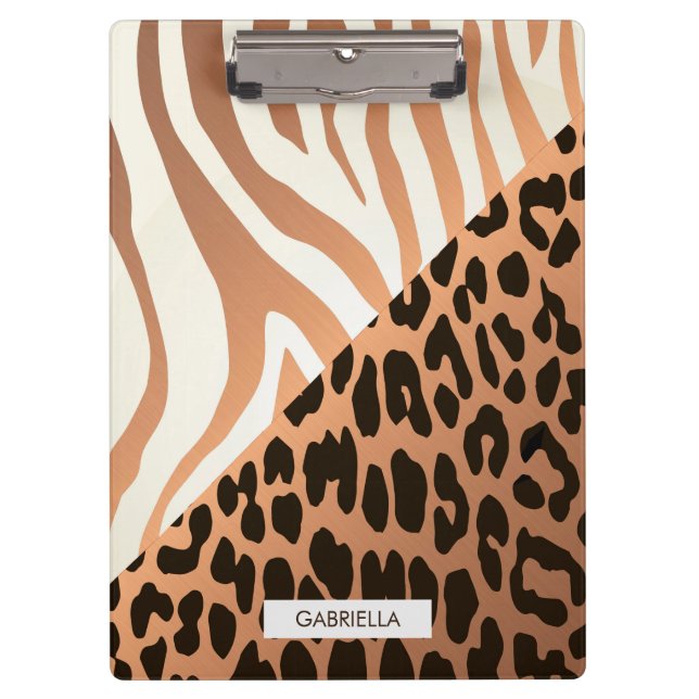 Zebra und Leopard Print Klemmbrett (Vorderseite)