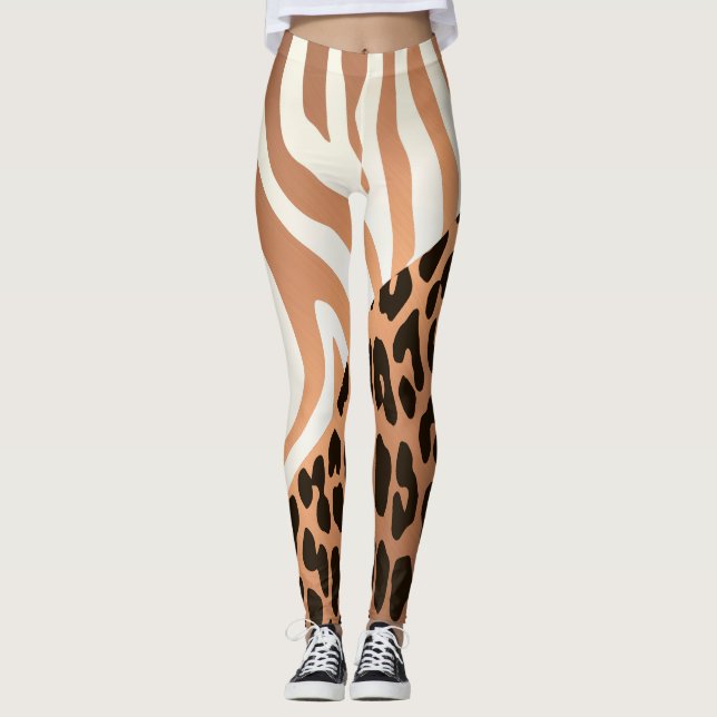 Zebra und Leopard Print Leggings (Vorderseite)