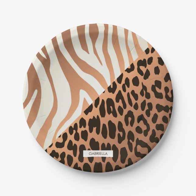 Zebra und Leopard Print Pappteller (Vorderseite)