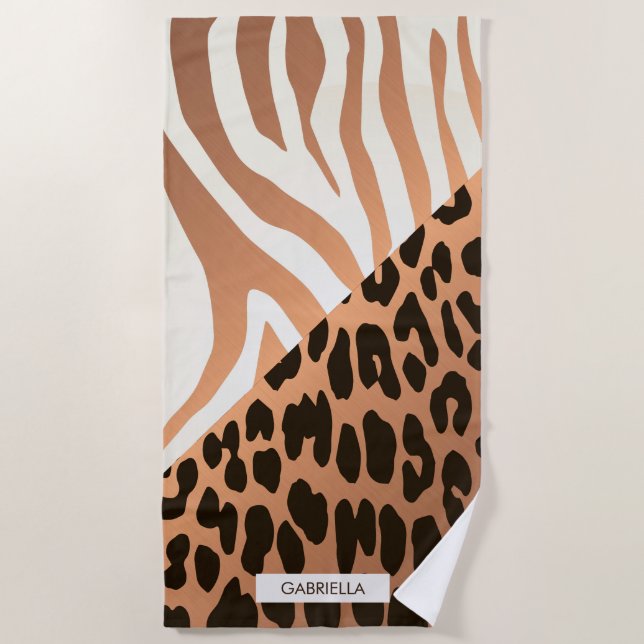 Zebra und Leopard Print Strandtuch (Vorderseite)