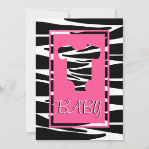 Zebra und Pink Baby Bekleidung Kinderdusche Einlad Einladung