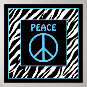 Zebra und Türkis Blue Peace Signature Decke Poster