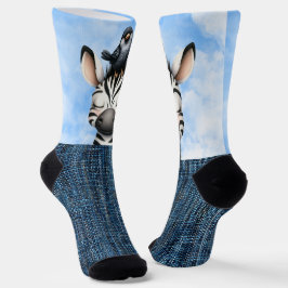 Zebra und Vogel lächeln Socken