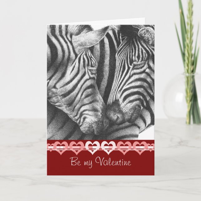Zebra Valentine Card Feiertagskarte (Vorderseite)