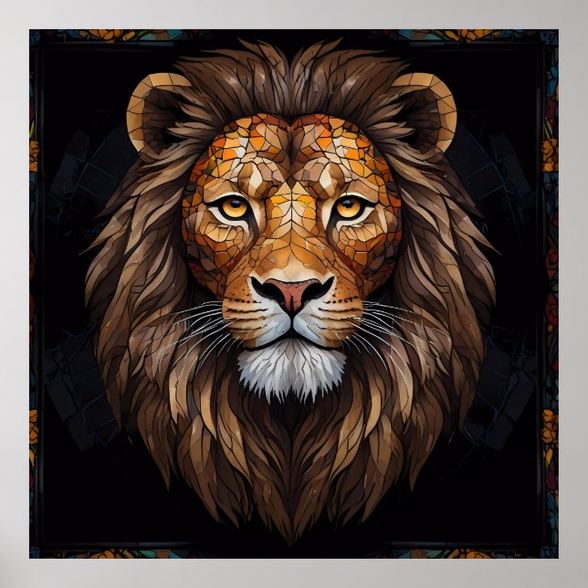 Zebra Vibrant Mosaic Poster (Vorne)