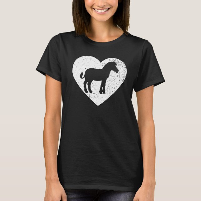 Zebra Vintag White Heart Animal Valentinstag T-Shirt (Vorderseite)