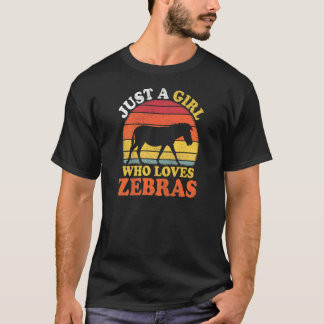 Zebra Vintage Nur Ein Mädchen Das Zebras Liebt T-Shirt