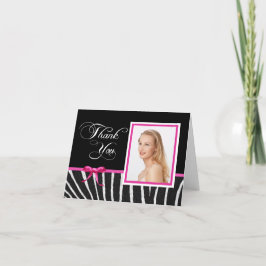 Zebra w/Pink Ribbon Vielen Dank Notecard Dankeskarte