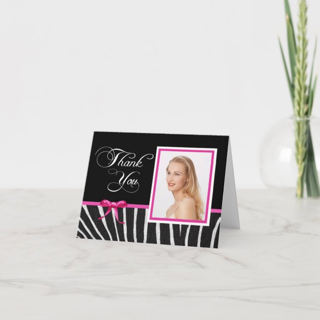 Zebra w/Pink Ribbon Vielen Dank Notecard Dankeskarte (Vorderseite)