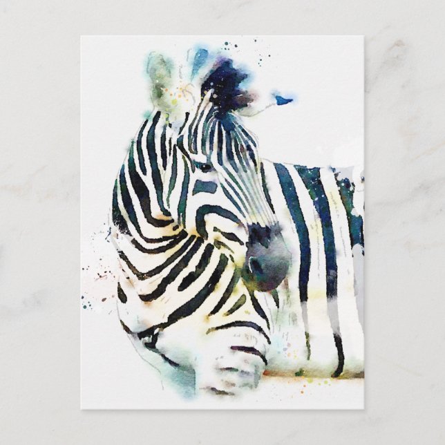 Zebra Watercolor Postkarte (Vorderseite)