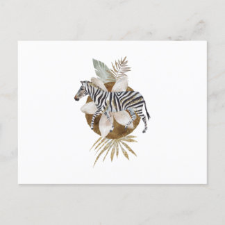 Zebra-Watercolor-Tropentier Postkarte