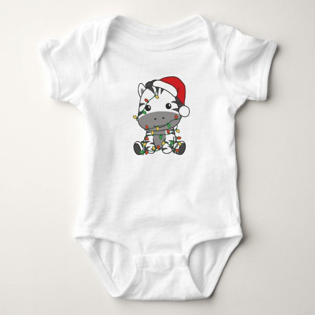 Zebra Weihnachts-Wintertiere Urlaub Zebras Baby Strampler (Vorderseite)