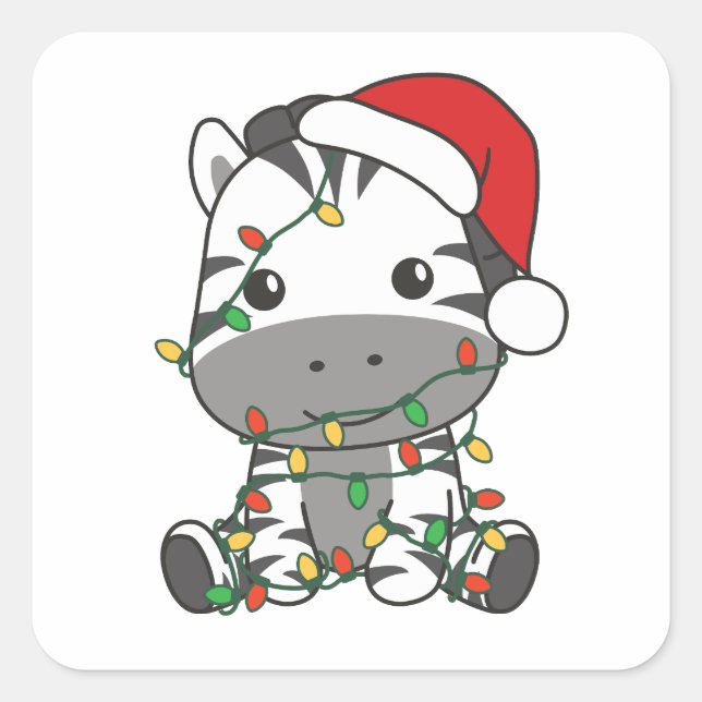 Zebra Weihnachts-Wintertiere Urlaub Zebras Quadratischer Aufkleber (Vorderseite)