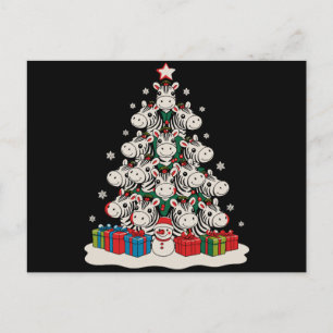 Zebra-Weihnachtsbaum Xmas-Feiertagsfamilie Feiertagspostkarte