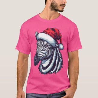 Zebra Weihnachtsmann Hut Lustiges Weihnachten Zebr T-Shirt