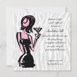 zebra weiß; Bachelorette Einladung
