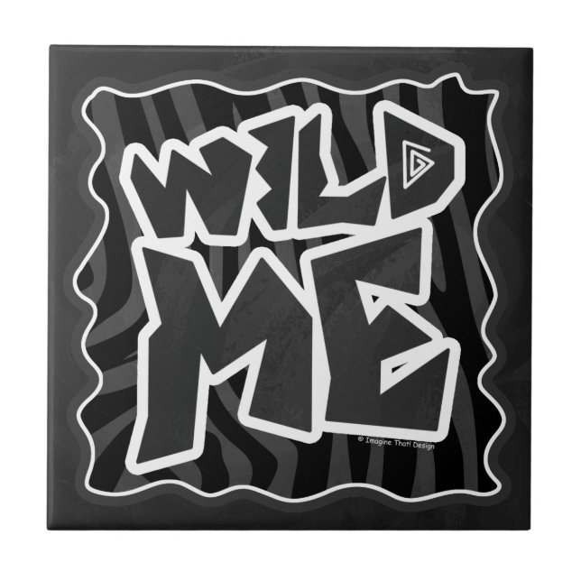 Zebra Wild me Black and Gray Fliese (Vorderseite)