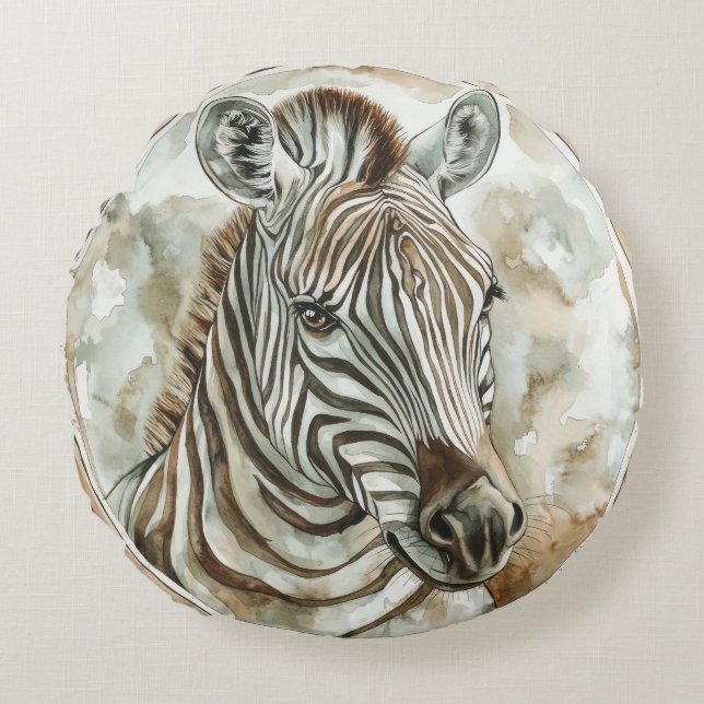 Zebra Wild Tame und Zeitlose Sammlung Rundes Kissen (Vorderseite)