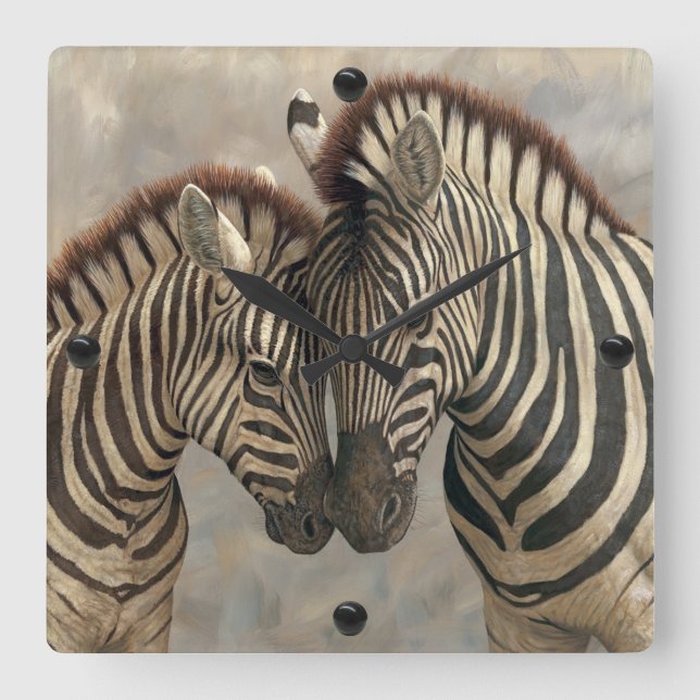 Zebra with Colt Quadratische Wanduhr (Vorderseite)