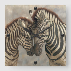 Zebra with Colt Quadratische Wanduhr