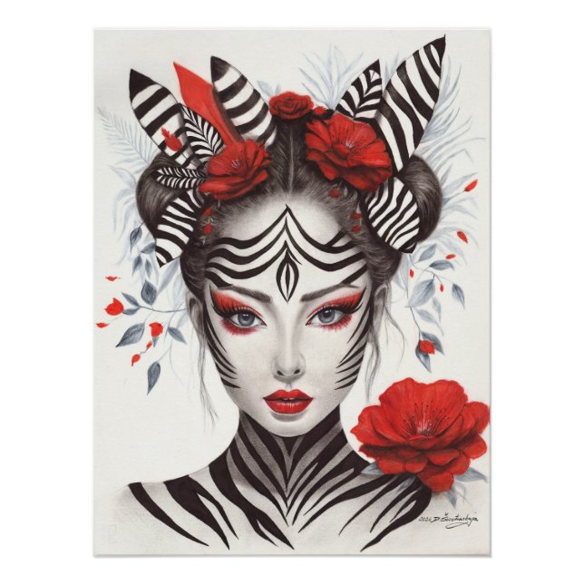 Zebra Woman - preisgekrönter Pop Art Poster (Vorderseite)