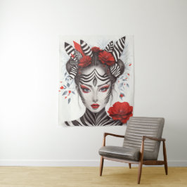 Zebra Woman - preisgekrönter Pop Art Wandteppich