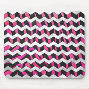Zebra Zickzack Black and Hot Pink Mousepad