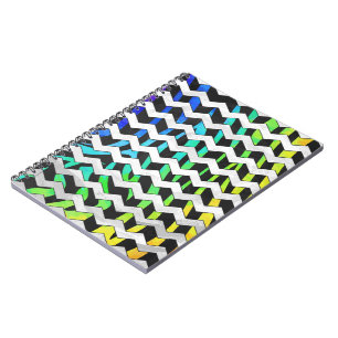 Zebra Zickzack Black and Rainbow Print Notizblock