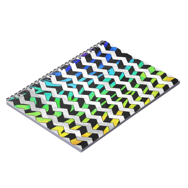 Zebra Zickzack Black and Rainbow Print Notizblock (Linke Seite)