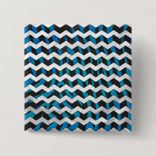 Zebra Zickzack Black und Blue Button