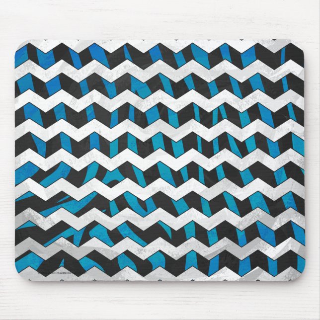 Zebra Zickzack Black und Blue Mousepad (Vorne)