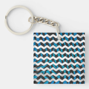 Zebra Zickzack Black und Blue Schlüsselanhänger