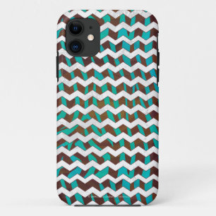 Zebra Zickzack braun und Aquamarin Case-Mate iPhone Hülle