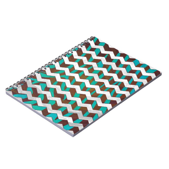 Zebra Zickzack braun und Aquamarin Notizblock (Linke Seite)