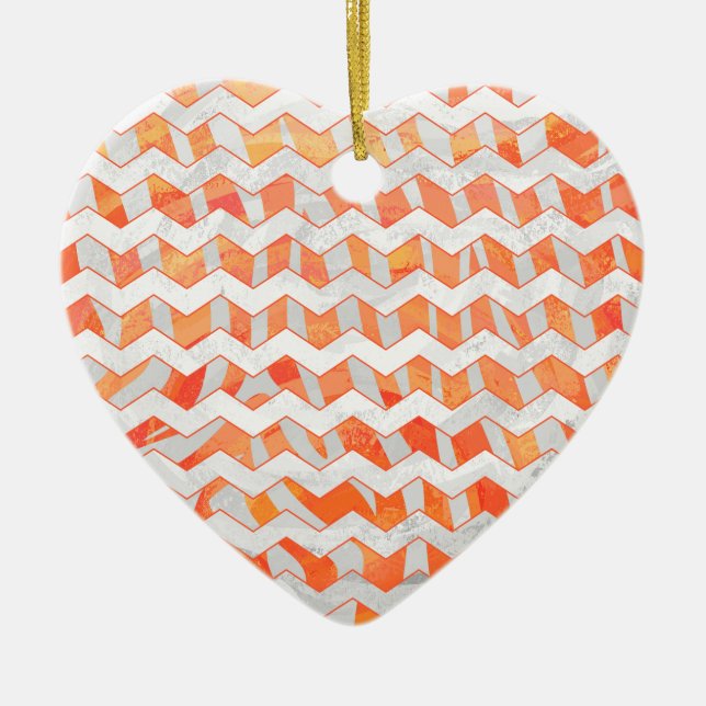 Zebra Zickzack Orange und Weiß Keramik Ornament (Vorne)