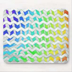 Zebra, Zickzack Regenbogen und Weißdruck Mousepad