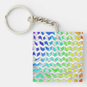 Zebra, Zickzack Regenbogen und Weißdruck Schlüsselanhänger
