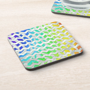 Zebra, Zickzack Regenbogen und Weißdruck Untersetzer