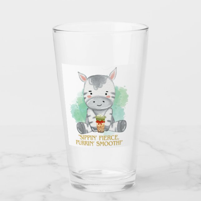 Zebra Zitat Cartoon trinken Bobba Tee Glas (Vorderseite)