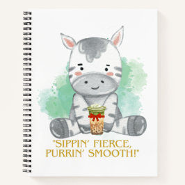 Zebra Zitat Cartoon trinken Bobba Tee Notizbuch