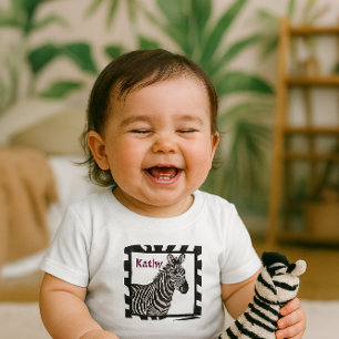 Zebra-Zoo-Tier-Baby-Mädchen-T-Shirt Baby T-shirt