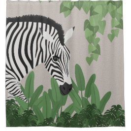 Zebra zwischen Blättern Duschvorhang
