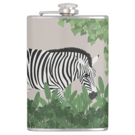 Zebra zwischen Blättern Flachmann