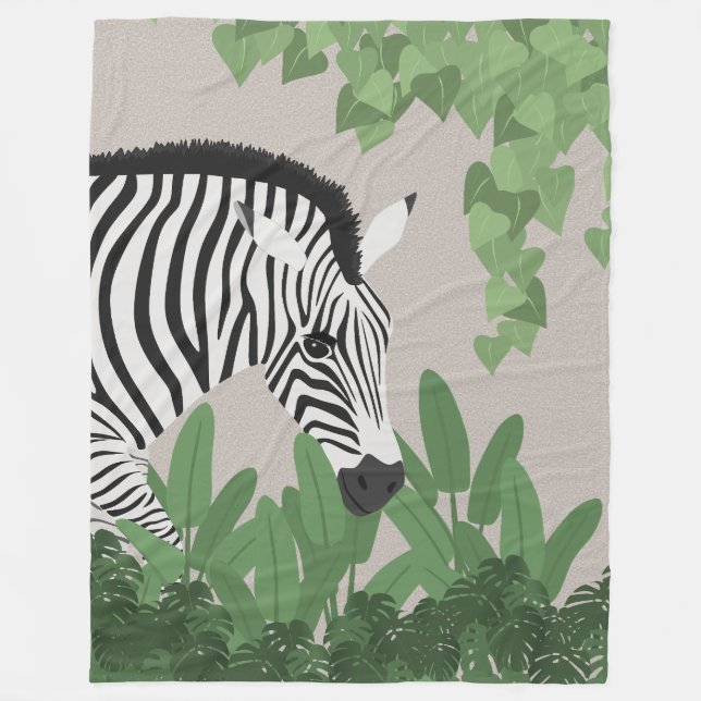 Zebra zwischen Blättern Fleecedecke (Vorderseite)
