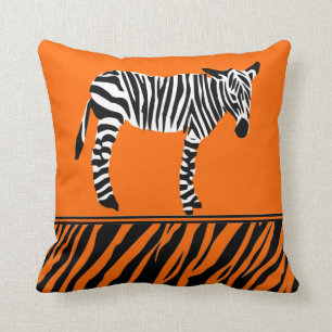 Zebradruck-Leuchtorange-Kissenkissen Kissen
