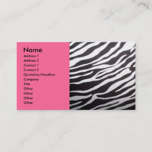 Zebradruck und rosa Visitenkarte