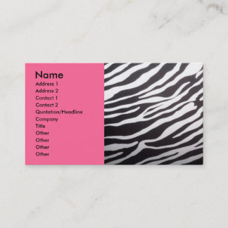 Zebradruck und rosa Visitenkarte